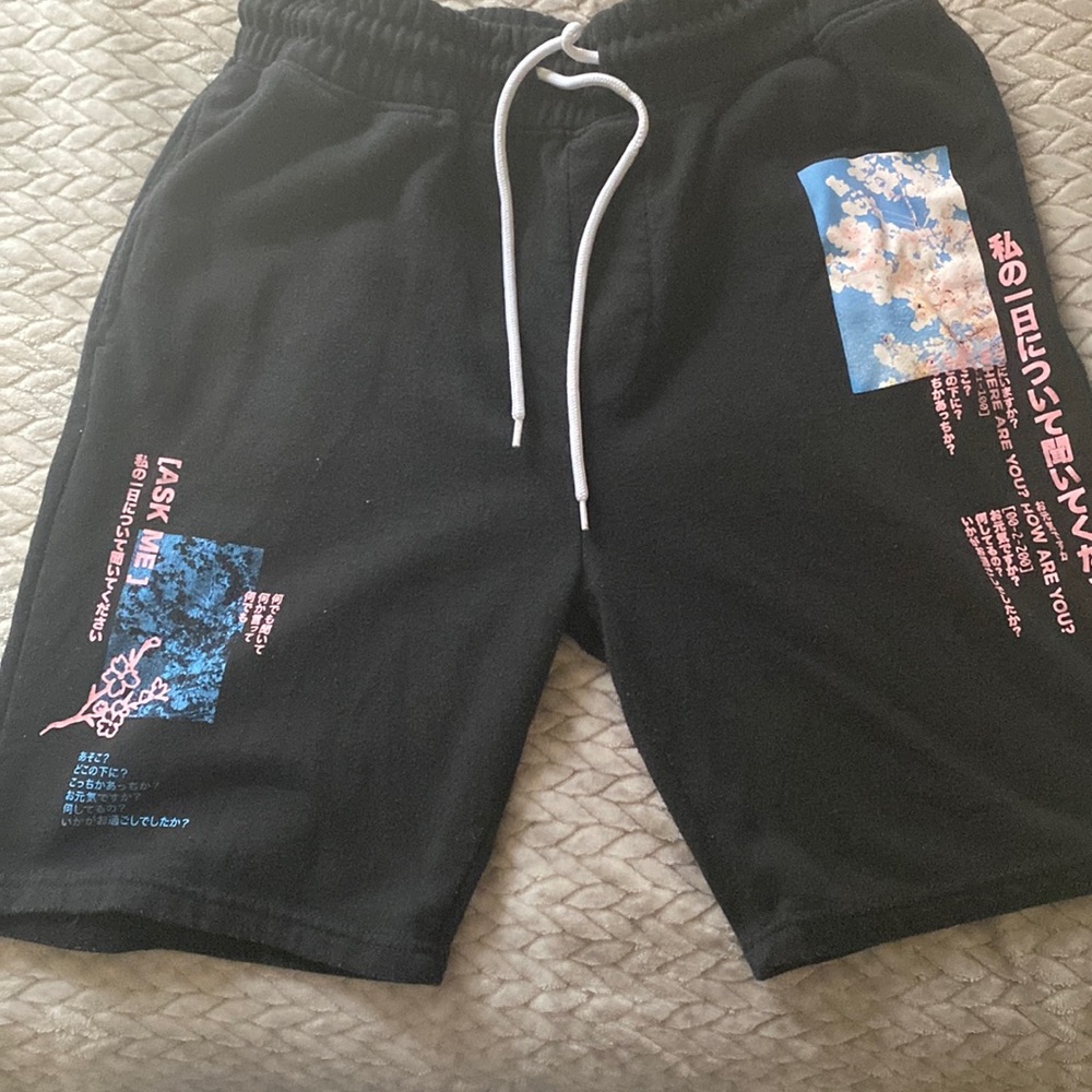 japanese print sweat shorts